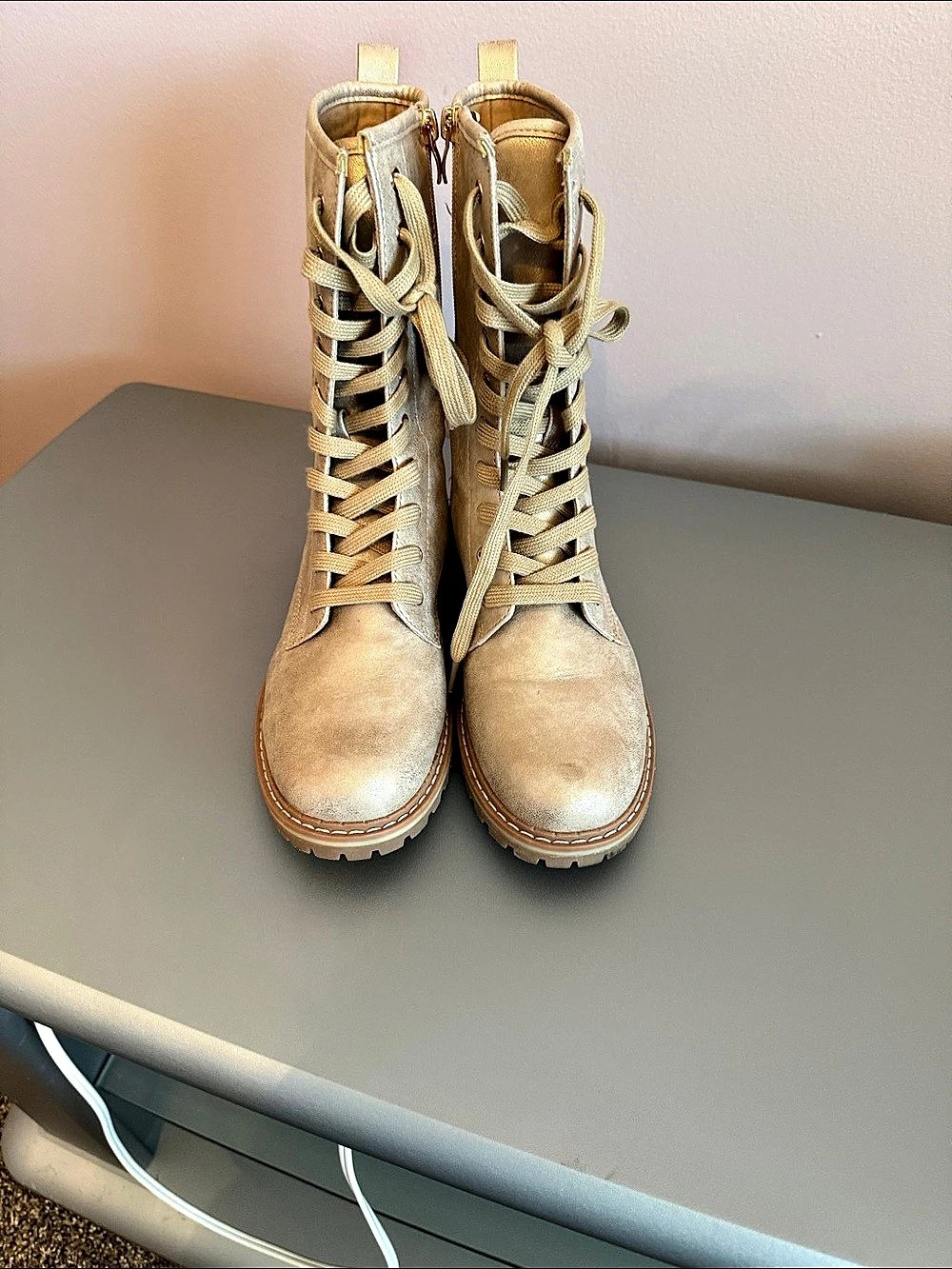 Corkys Fomo Women's Gold Lace-Up Combat Boots